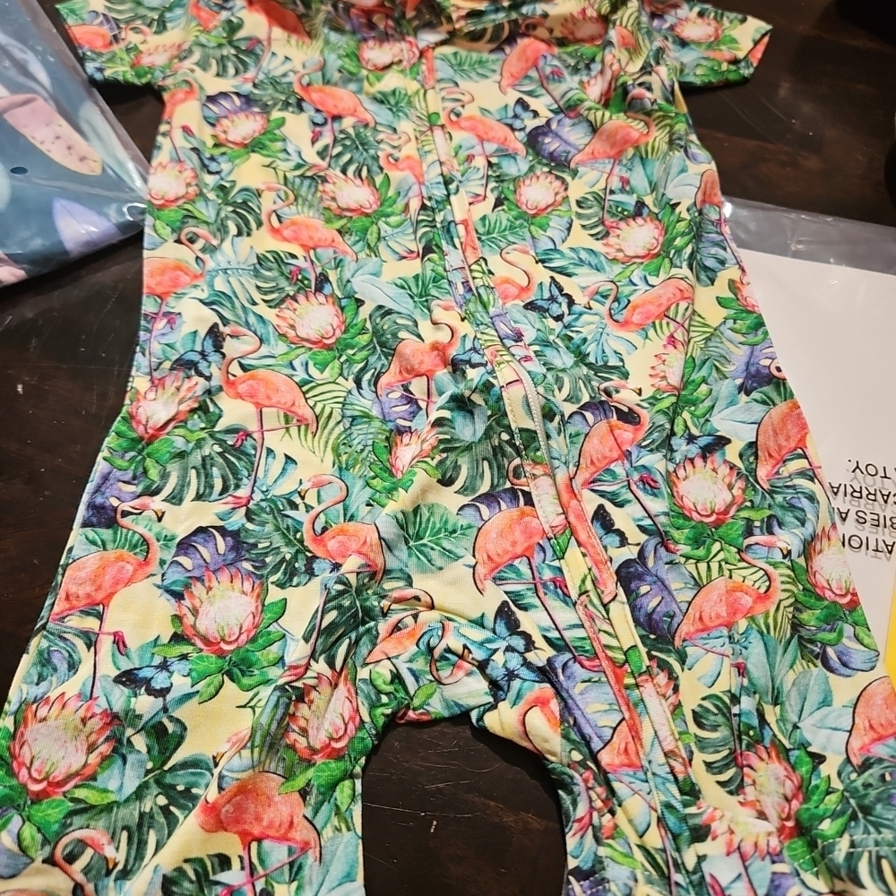 Flamingo Print Kids Bottoms One Piece Bamboo